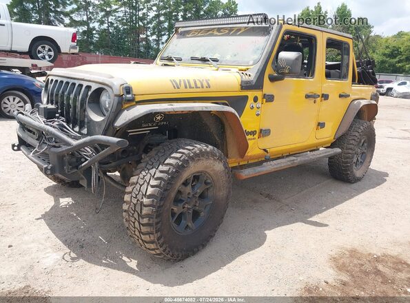 1C4HJXDN0MW562305 2021 JEEP WRANGLER UNLIMITED Yellow Առջևի ձախ երեք քառորդ տեսարան