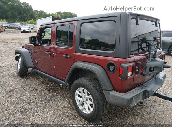 1C4HJXDN0MW680449 2021 JEEP WRANGLER UNLIMITED Burgundy Trasero izquierdo