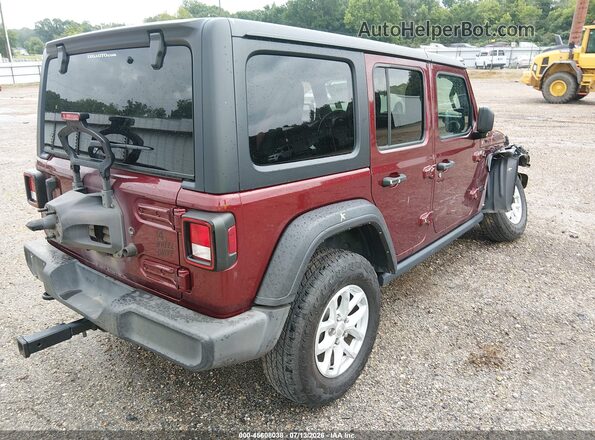 1C4HJXDN0MW680449 2021 JEEP WRANGLER UNLIMITED Burgundy Trasero derecho