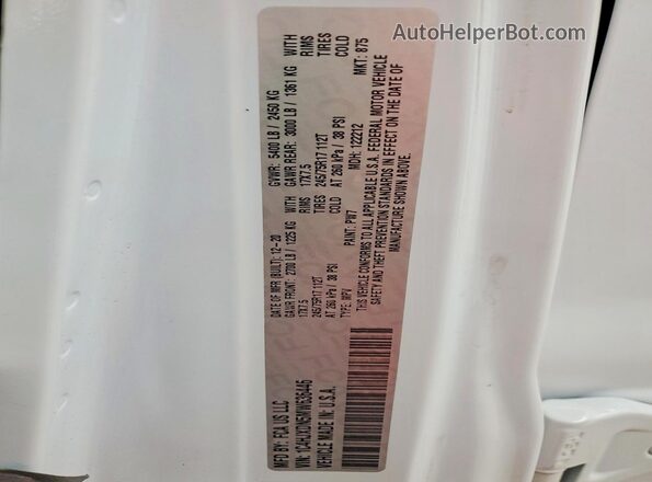 1C4HJXDN5MW636446 2021 JEEP WRANGLER White VIN კოდის სტიკერის ხედი