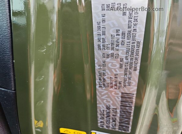 1C4HJXDN6MW714541 2021 JEEP WRANGLER Green Vista de la etiqueta del VIN