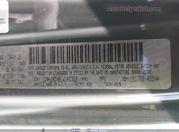 1C4HJXDN8LW145352 2020 JEEP WRANGLER UNLIMITED Gray Вид підкапотного простору