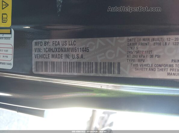 1C4HJXDNXMW611445 2021 JEEP WRANGLER UNLIMITED Gray Engine compartment view