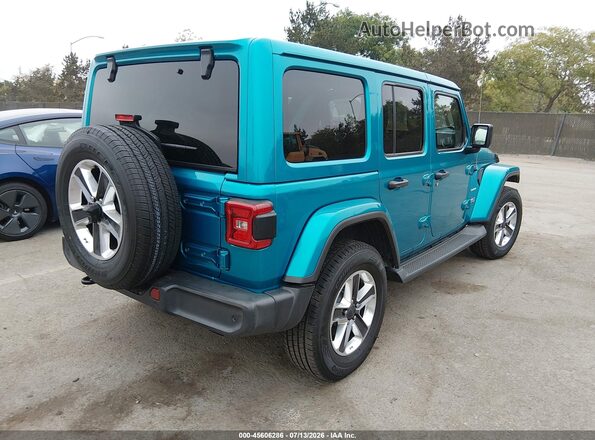 1C4HJXEG0LW172075 2020 JEEP WRANGLER UNLIMITED Turquoise Rear right