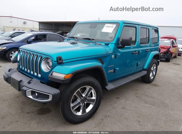 1C4HJXEG0LW172075 2020 JEEP WRANGLER UNLIMITED Turquoise Front view