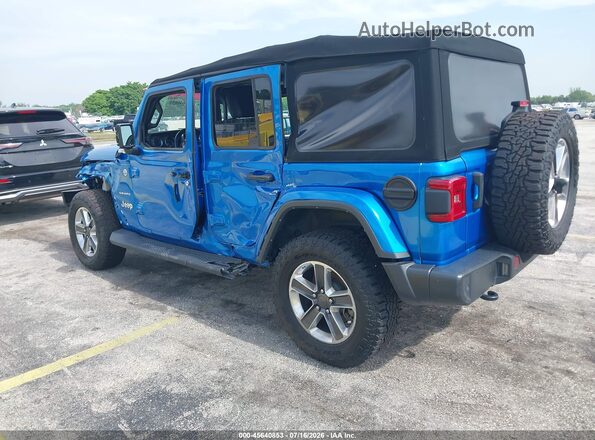 1C4HJXEG9MW845057 2021 JEEP WRANGLER UNLIMITED Blue Trasero izquierdo