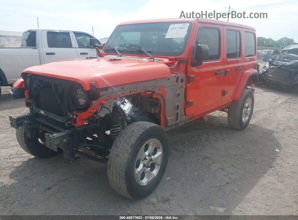 1C4HJXEN2LW115729 2020 JEEP WRANGLER Orange წინა მარცხენა ხედი სამი მეოთხედიდან