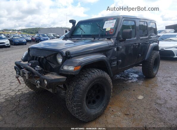 1C4HJXEN6JW189183 2018 JEEP WRANGLER UNLIMITED Gray Przód lewy