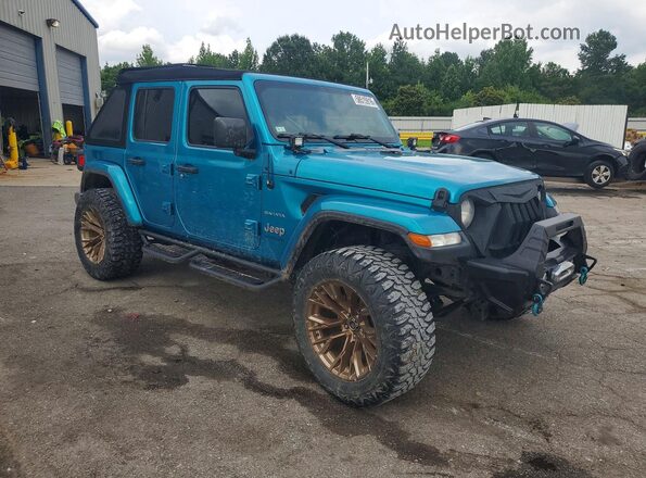 1C4HJXEN6LW127737 2020 JEEP WRANGLER Бирюзовый Передняя правая четверть