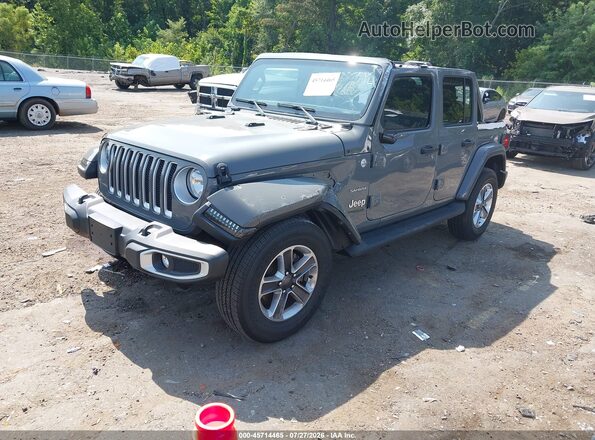 1C4HJXEN6MW812127 2021 JEEP WRANGLER Gray Առջևի ձախ երեք քառորդ տեսարան