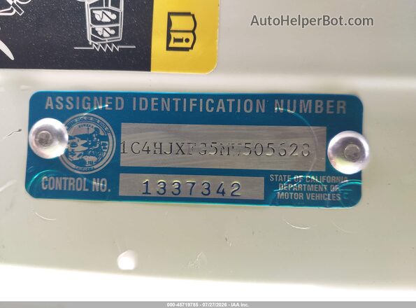 1C4HJXFG5MW505628 2021 JEEP WRANGLER UNLIMITED Белый Вид подкапотного пространства