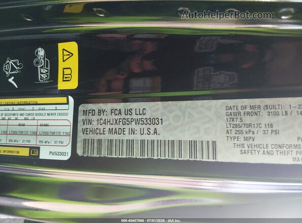 1C4HJXFG5PW533031 2023 JEEP WRANGLER Черный Вид подкапотного пространства