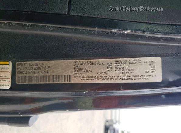 1C4JJXP62MW716129 2021 JEEP WRANGLER Black ძრავის განყოფილების ხედი