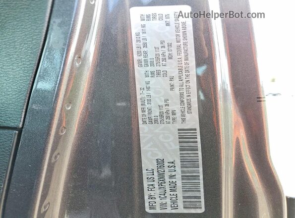 1C4JJXP6XNW276002 2022 JEEP WRANGLER Gray VIN კოდის სტიკერის ხედი