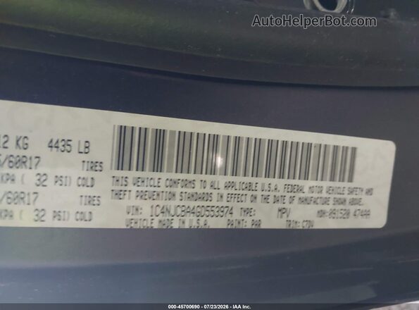 1C4NJCBA4GD553974 2016 JEEP COMPASS Blue Engine compartment view