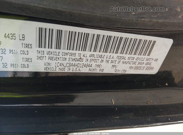 1C4NJCBA4HD124044 2017 JEEP COMPASS Black Widok komory silnika