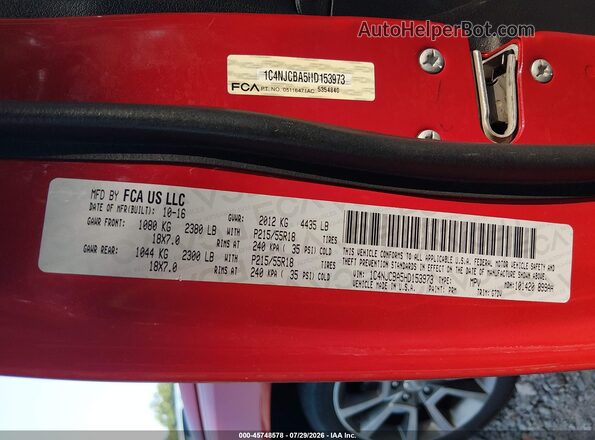 1C4NJCBA5HD153973 2017 JEEP COMPASS Red Engine compartment view