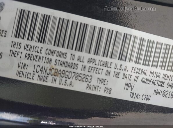 1C4NJCBA9GD705263 2016 JEEP COMPASS Black Engine compartment view
