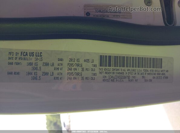 1C4NJCEA2GD590792 2016 JEEP COMPASS White Շարժիչի բաժամունքի տեսք