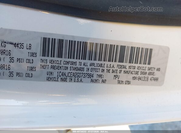 1C4NJCEA2GD737984 2016 JEEP COMPASS White Вид підкапотного простору