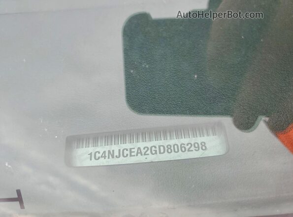 1C4NJCEA2GD806298 2016 JEEP COMPASS Black Вид наклейки з VIN-кодом