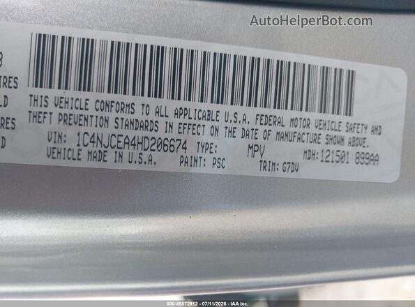 1C4NJCEA4HD206674 2017 JEEP COMPASS Серебряный Вид подкапотного пространства