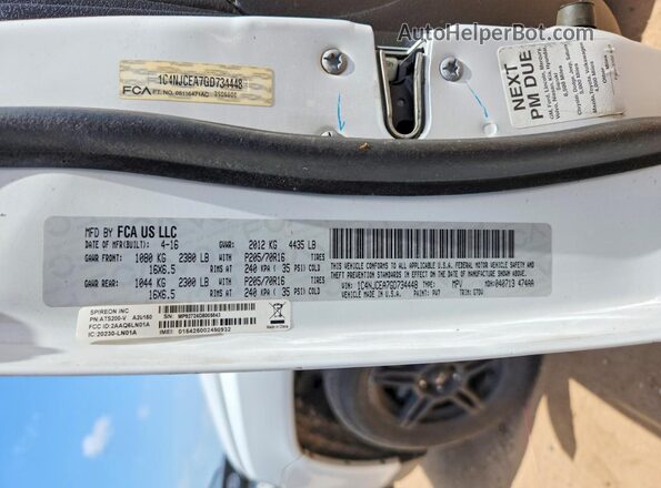 1C4NJCEA7GD734448 2016 JEEP COMPASS White VIN կոդի պիտակի տեսք
