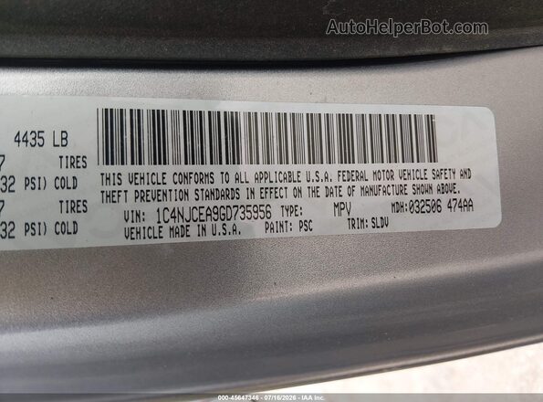 1C4NJCEA9GD735956 2016 JEEP COMPASS Silver Շարժիչի բաժամունքի տեսք