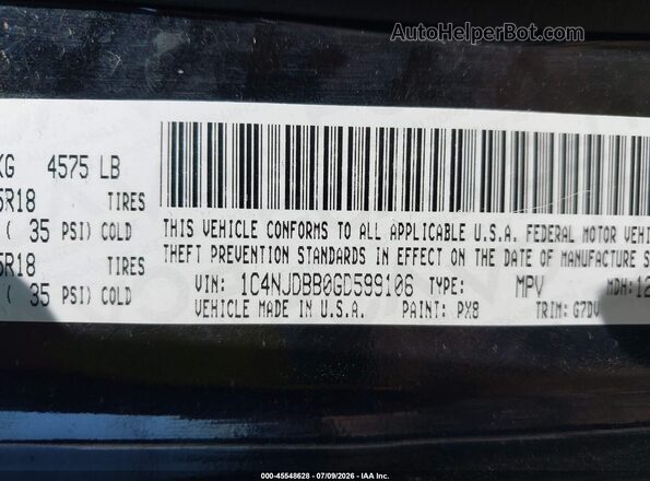 1C4NJDBB0GD599106 2016 JEEP COMPASS Black Вид підкапотного простору