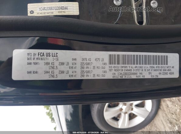 1C4NJDBB2GD640044 2016 JEEP COMPASS Черный Вид подкапотного пространства