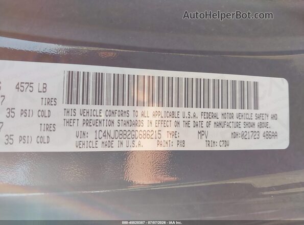 1C4NJDBB2GD686215 2016 JEEP COMPASS Black Widok komory silnika