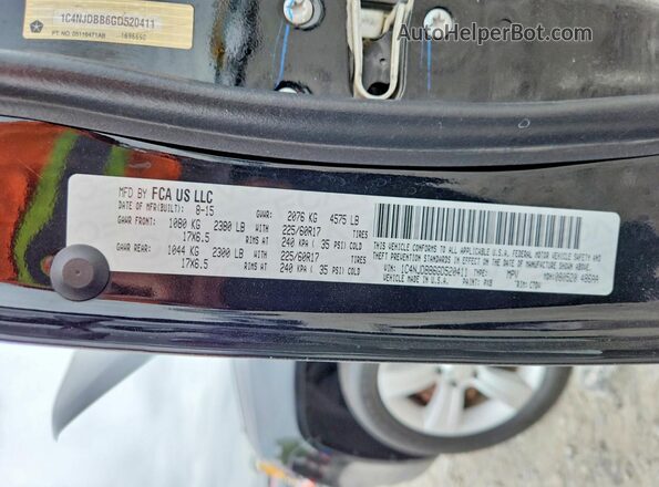 1C4NJDBB6GD520411 2016 JEEP COMPASS Black Vista de la etiqueta del VIN