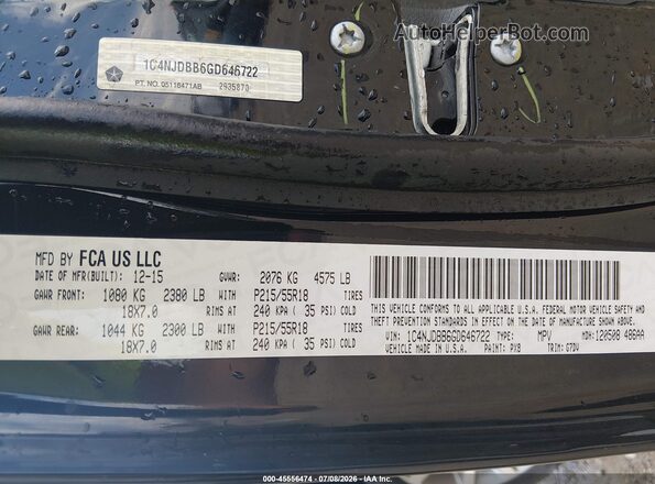 1C4NJDBB6GD646722 2016 JEEP COMPASS Black Vista del compartimento del motor