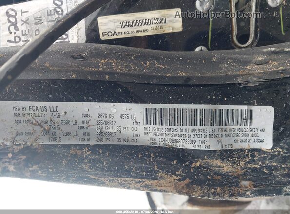 1C4NJDBB6GD723380 2016 JEEP COMPASS Black Vista del compartimento del motor