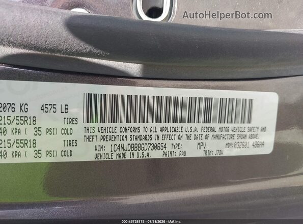 1C4NJDBB8GD730654 2016 JEEP COMPASS Gray Вид підкапотного простору