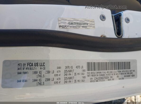 1C4NJDEB0GD759254 2016 JEEP COMPASS White Widok komory silnika