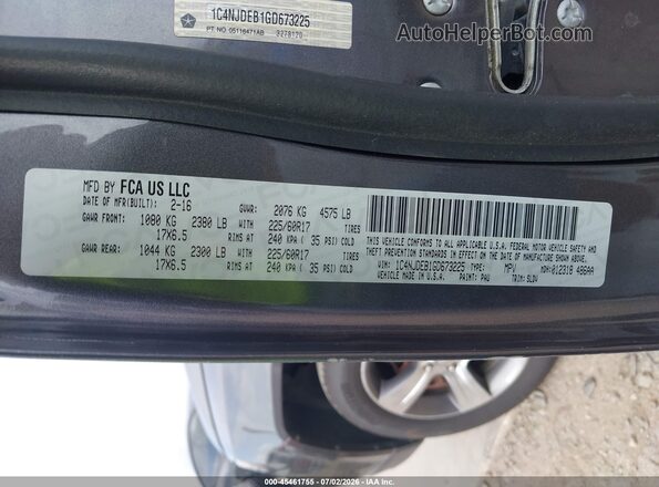 1C4NJDEB1GD673225 2016 JEEP COMPASS Серый Вид подкапотного пространства