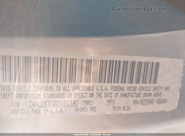 1C4NJDEB3GD681181 2016 JEEP COMPASS Silver Widok komory silnika