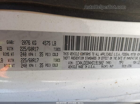 1C4NJDEB4HD191902 2017 JEEP COMPASS White Engine compartment view