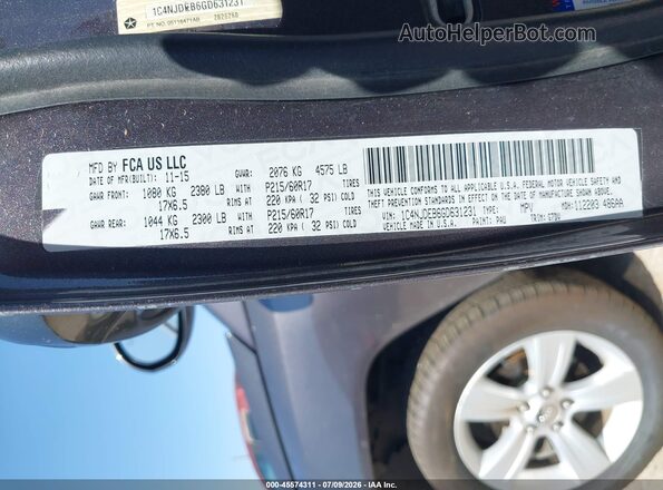 1C4NJDEB6GD631231 2016 JEEP COMPASS Gray Շարժիչի բաժամունքի տեսք
