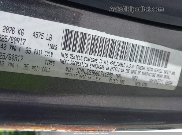 1C4NJDEB6GD744998 2016 JEEP COMPASS Gray Շարժիչի բաժամունքի տեսք