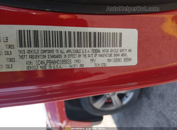 1C4NJPBA0HD189626 2017 JEEP PATRIOT Red Engine compartment view