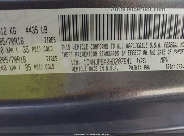 1C4NJPBA0HD207641 2017 JEEP PATRIOT Gray Widok komory silnika