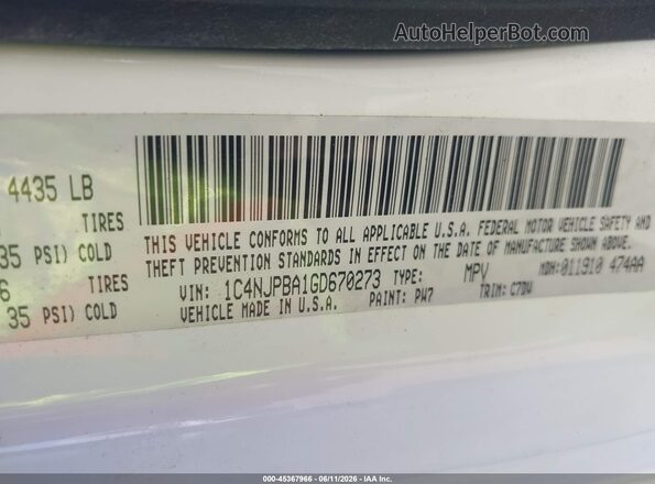 1C4NJPBA1GD670273 2016 JEEP PATRIOT White Շարժիչի բաժամունքի տեսք