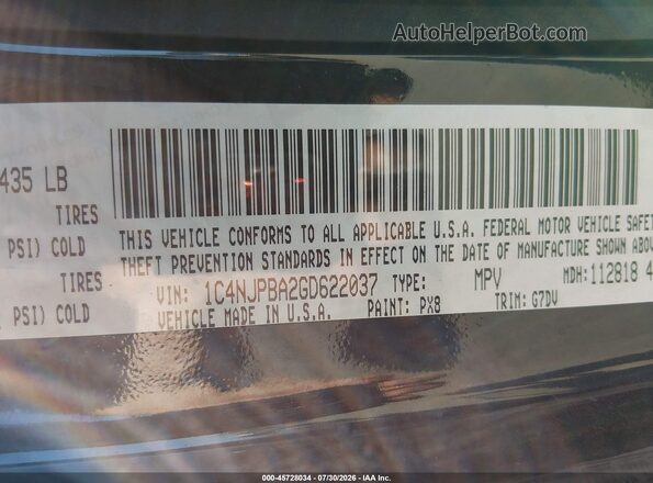 1C4NJPBA2GD622037 2016 JEEP PATRIOT Black Вид підкапотного простору