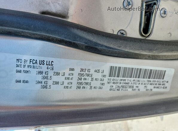 1C4NJPBB3GD738596 2016 JEEP PATRIOT Silver VIN կոդի պիտակի տեսք