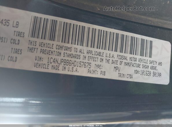 1C4NJPBB6HD157675 2017 JEEP PATRIOT Black Widok komory silnika