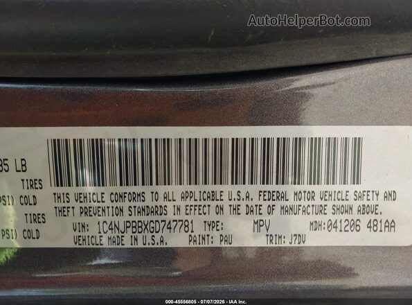 1C4NJPBBXGD747781 2016 JEEP PATRIOT Gray ძრავის განყოფილების ხედი