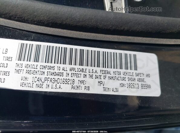 1C4NJPFA3HD169218 2017 JEEP PATRIOT Black Engine compartment view