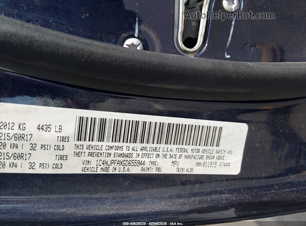 1C4NJPFAXGD655944 2016 JEEP PATRIOT Blue Շարժիչի բաժամունքի տեսք